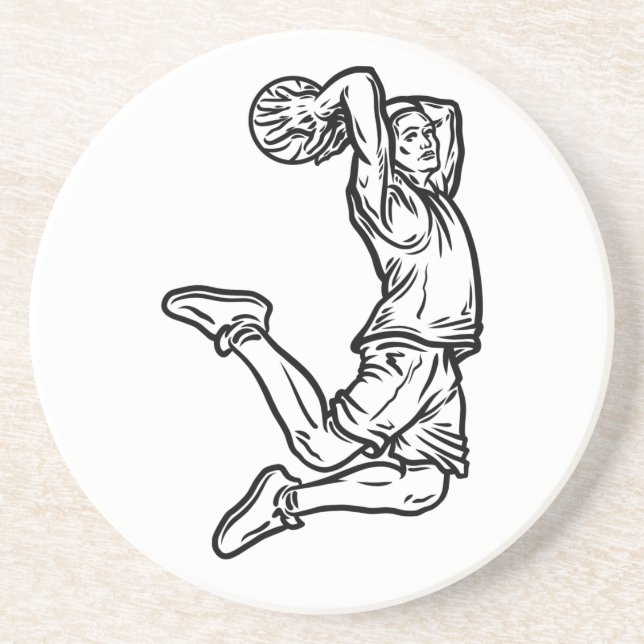 Posavasos Jugador de baloncesto Haciendo Slam Dunk Dark Desi (Frente)