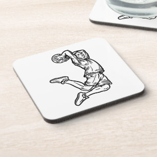 Posavasos Jugador de baloncesto Haciendo Slam Dunk Dark Desi