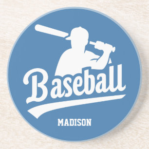 Posavasos Jugador de béisbol de color y nombre personalizado