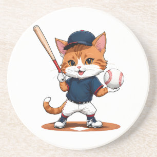 Posavasos jugador de béisbol gato