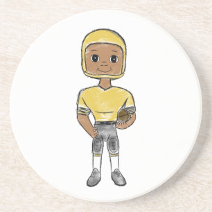 Posavasos jugador de fútbol retro vintage negro amarillo sim