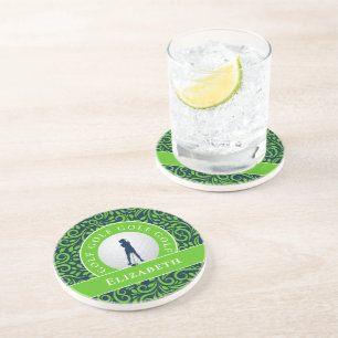 Posavasos Jugador de Golf con Silueta Personalizado Nombre A