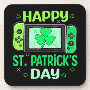 Posavasos Jugador de Videojuegos Trébol Día de San Patricio