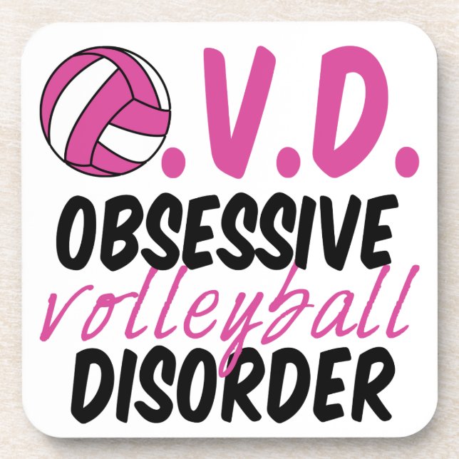 Posavasos Jugador rosa con problemas de voleibol obsesivo (Frente)