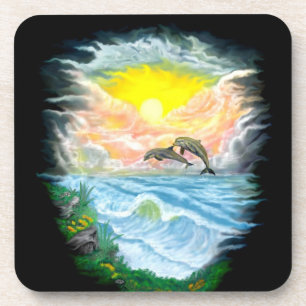 Posavasos Jugando a los delfines al sol