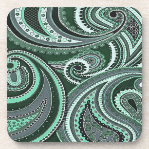 Posavasos Jugando con patrones de Paisley tonos de aguamarin