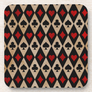 Posavasos Jugar al juego de cartas en negro y blanco