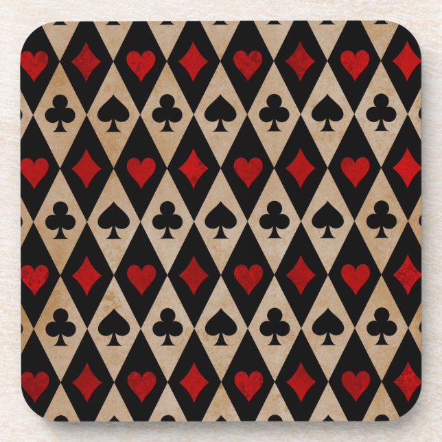 Posavasos Jugar al juego de cartas en negro y blanco (Frente)