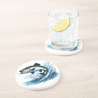 Posavasos Jumping Salmon Splash Gift for Fisherman Art