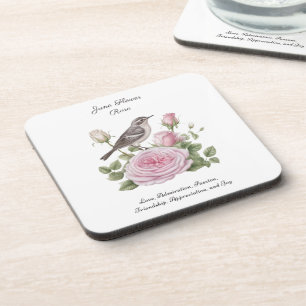 Posavasos Junio Mes de Nacimiento Rosa de Flores Elegante Cu