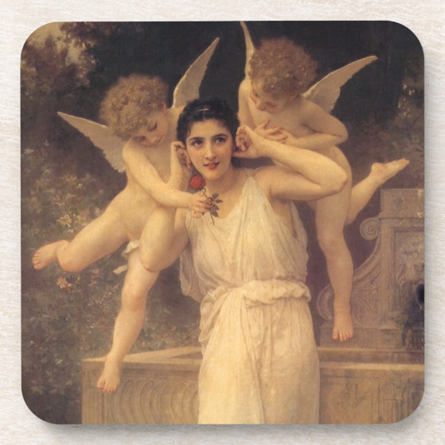 Posavasos Juventud por Bouguereau, Retrato Victoriano de Áng (Frente)