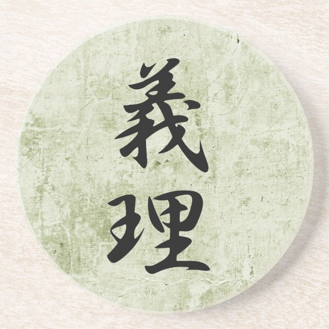 Posavasos Kanji japonés para el deber - Giri (Frente)