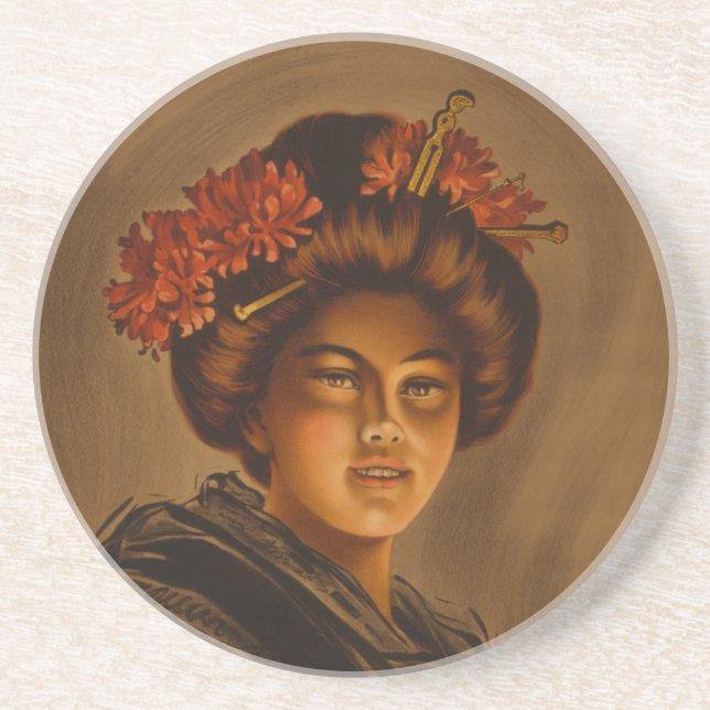 Posavasos Karama: Actriz Geisha de Romance Japonés (Frente)