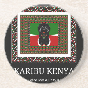 Posavasos Karibu Kenia: Vibrante bandera nacional colorea Ha