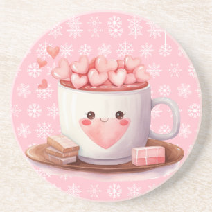Posavasos Kawaii chocolate caliente de cacao y copos de niev