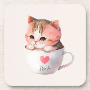 Posavasos Kawaii Cute Strite Pink Chibi Cat