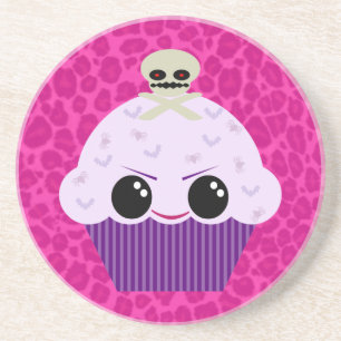 Posavasos Kawaii Spooky Cupcake Cojín Estampado de Leopardo