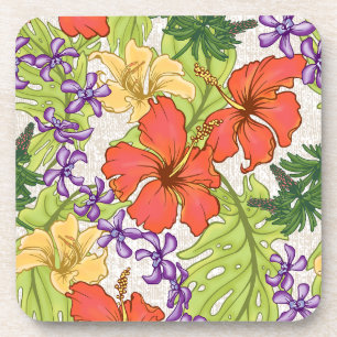 Posavasos Keleah Hibiscus y Orquídeas tropicales de Hawái