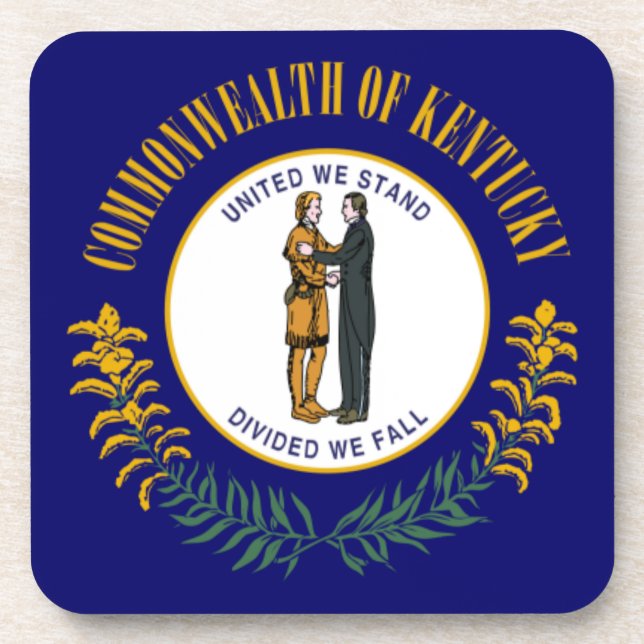 Posavasos Kentucky: Bandera estatal de la Commonwealth de Bl (Frente)