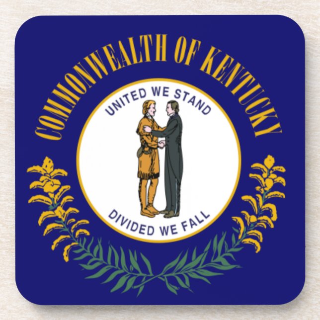 Posavasos Kentucky: Bandera estatal de la Commonwealth de Bl (Frente)