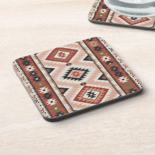 Posavasos Kilim Tribal del Suroeste Geométrico en Terracota