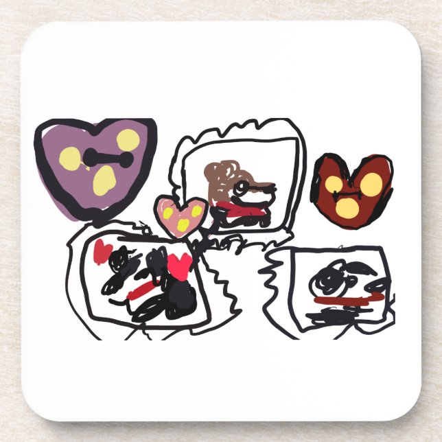 Posavasos King Charles Spaniel hearts  (Frente)