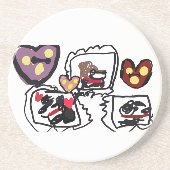 Posavasos King Charles Spaniel hearts  (Frente)