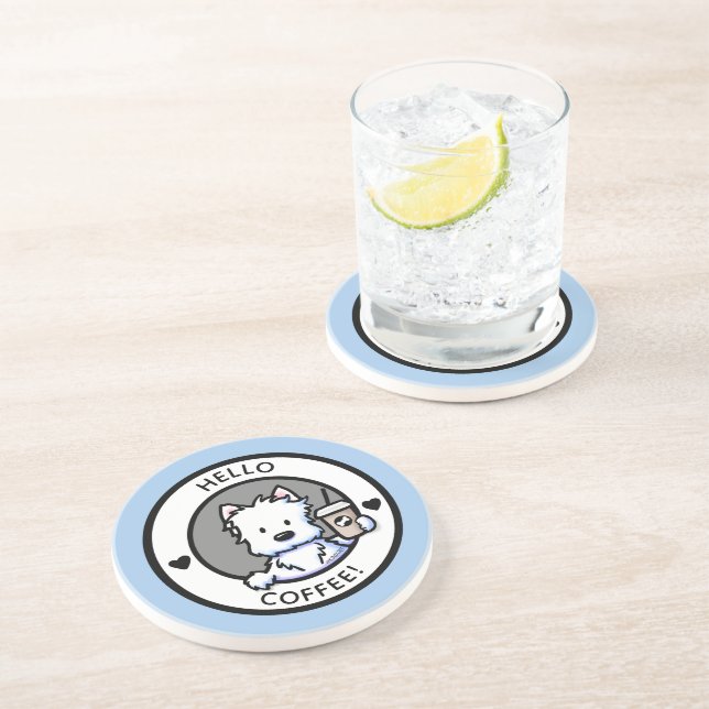 Posavasos KiniArt Café Westie Redondo (Lado)