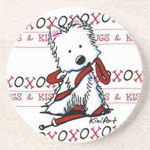 Posavasos KiniArt HUGS & KISSES Westie Dog Coaster