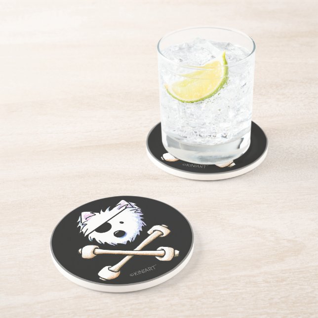 Posavasos KiniArt Pirate Westie Crossbone Coaster (Lado)