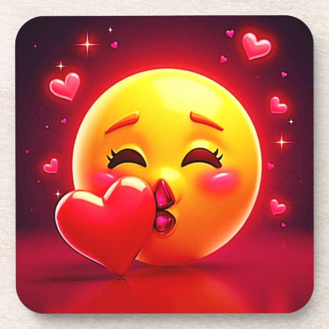 Posavasos Kiss Emoji: Love and Hearts Art (Frente)
