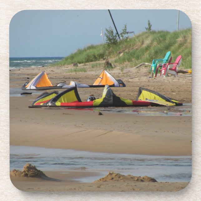 Posavasos Kitesurfers by Lake Michigan  (Frente)