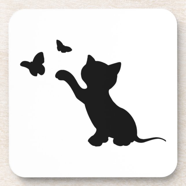POSAVASOS KITTEN JUGANDO CON MARIPOSAS (Frente)