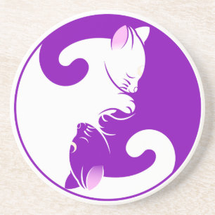 Posavasos Kitty Cat Yin Yang   Púrpura