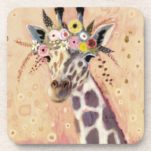 Posavasos Klimt Giraffe | Adornadas En Flores (Frente)