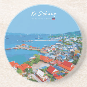 Posavasos Ko Sichang, Tailandia - Vista vibrante del puerto