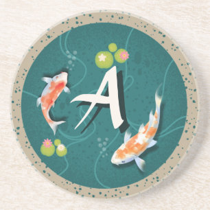 Posavasos Koi Fish Pond japonés verde realista