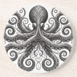 Posavasos Kraken Steampunk Octopus Ornate Black