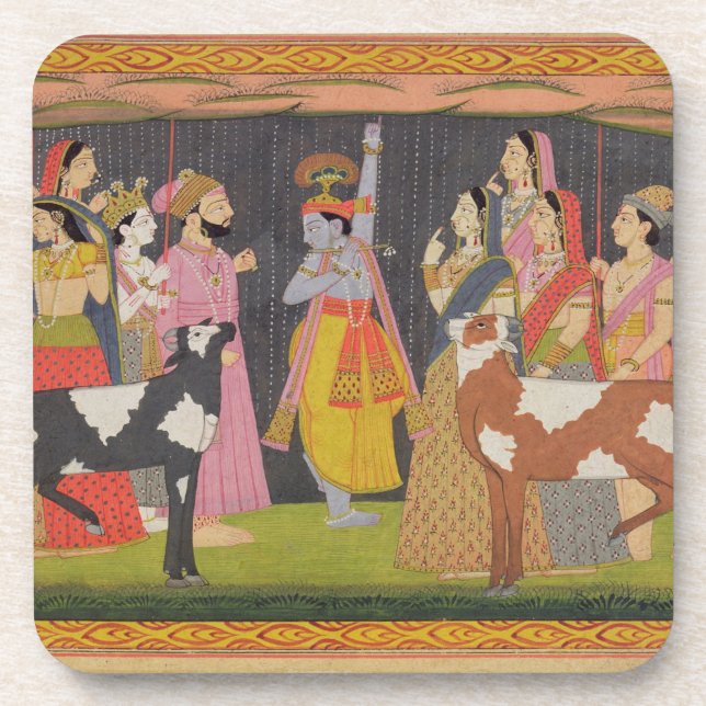 Posavasos Krishna levantando el Monte Govardhana, desde el ' (Frente)