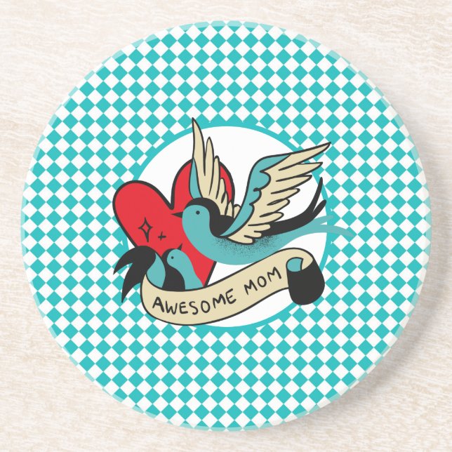 Posavasos La asombrosa mamá Tattoo y Harlequin (Frente)