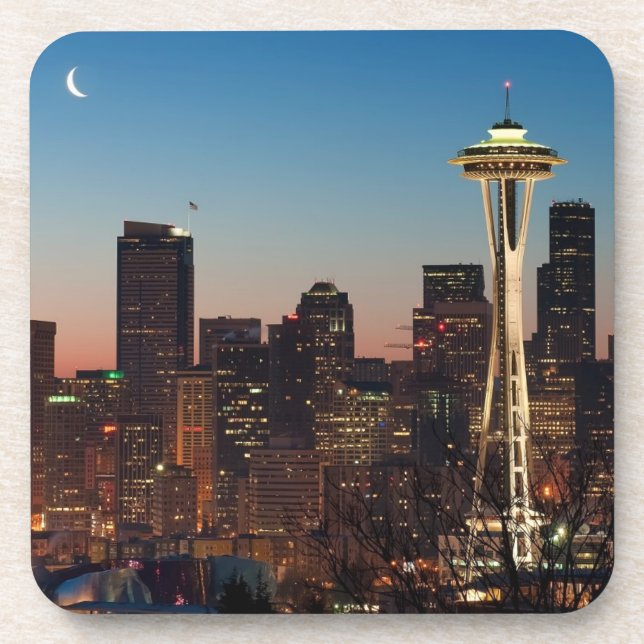 Posavasos La bandera americana vuela entre la luna de (Frente)