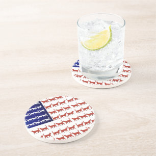 Posavasos La bandera de los Estados Unidos gatos rojos blanc