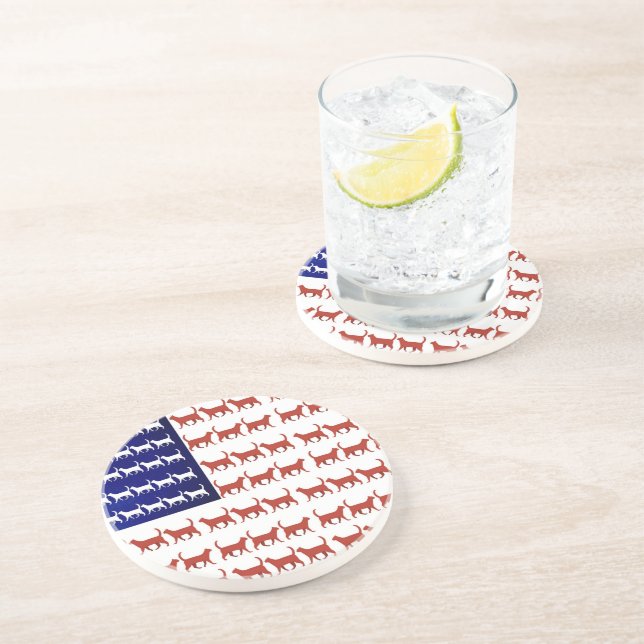 Posavasos La bandera de los Estados Unidos gatos rojos blanc (Lado)
