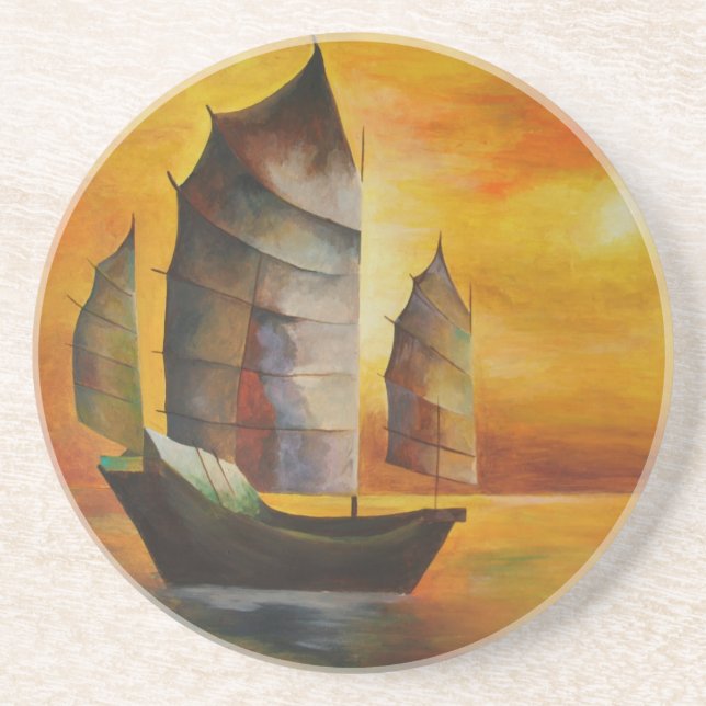 Posavasos La basura china en ocre y amarillo (Frente)