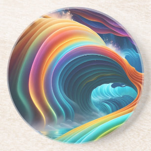 Posavasos La brillante y brillante cascada arcoiris
