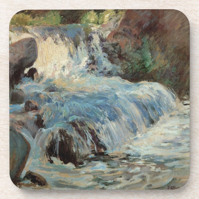 Posavasos La Cascada de Twachtman, Impresionismo Vintage (Frente)