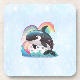 Posavasos La caza de ballenas asesina de Kawaii Orca llueve