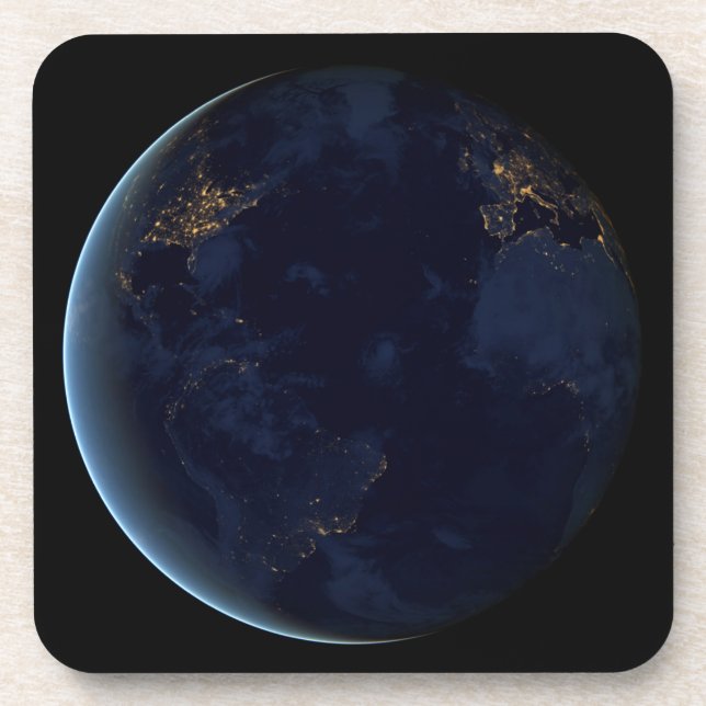 Posavasos La ciudad de la Tierra se ilumina de noche (Frente)