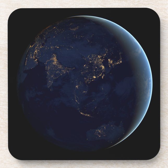 Posavasos La ciudad de la Tierra se ilumina de noche en Asia (Frente)