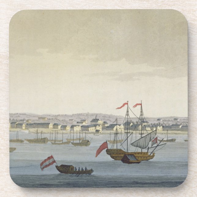 Posavasos La ciudad de Paramaribo (grabado del color) (Frente)